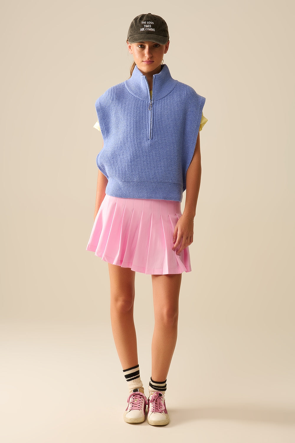 minissaia plissada cor-de-rosa