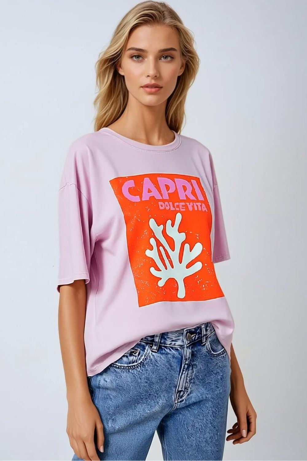 Camiseta Dolce Vita Baby Pink Capri Feita na Itália