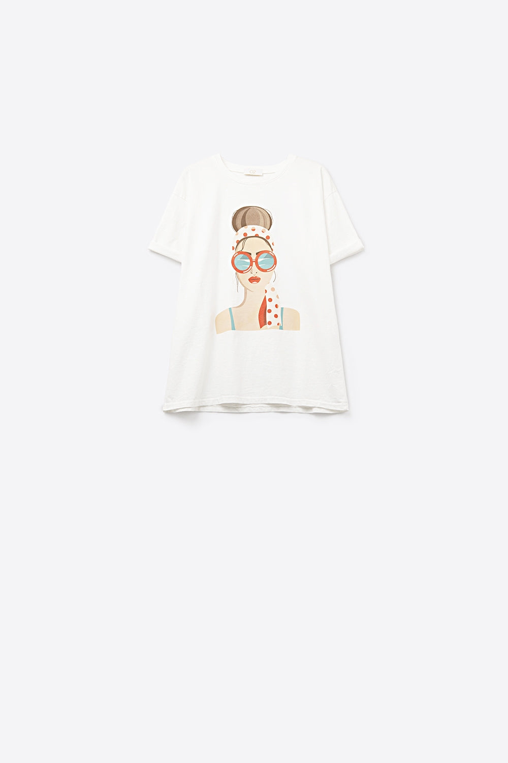 Camiseta branca feita na Itália com estampa gráfica de garota vintage