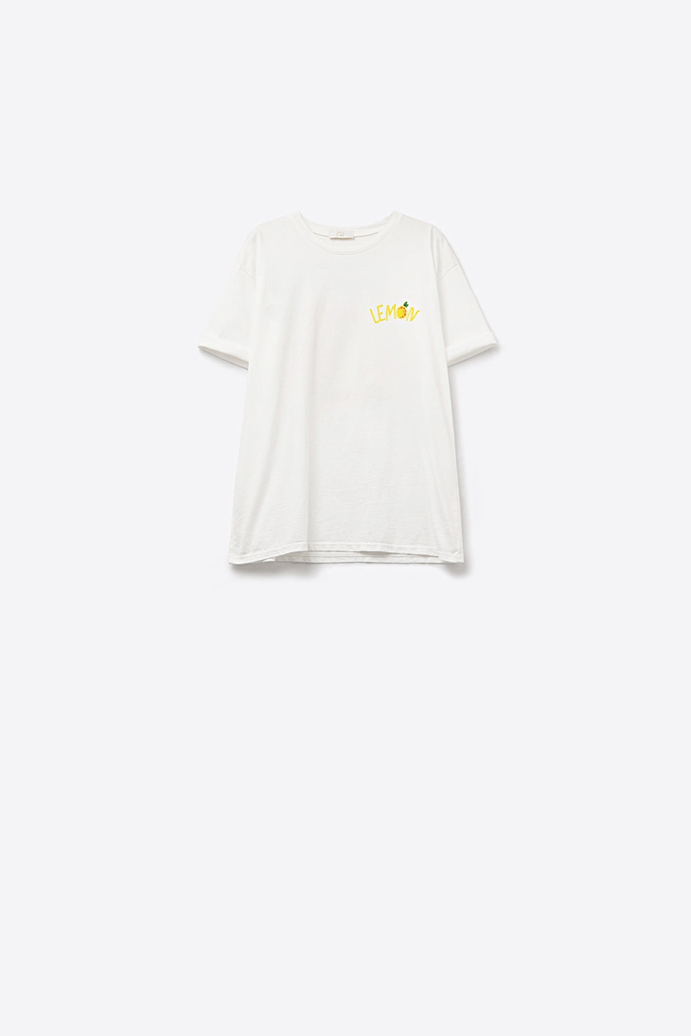 Feita na Itália camiseta branca com estampa de limão