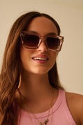 90s Squared Sunglasses em bege