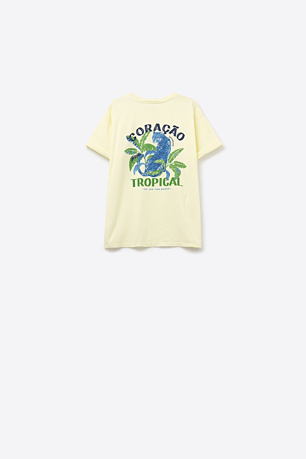 Camiseta amarela feita na Itália com estampa gráfica tropical