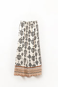 Calças largas creme com estampa boho