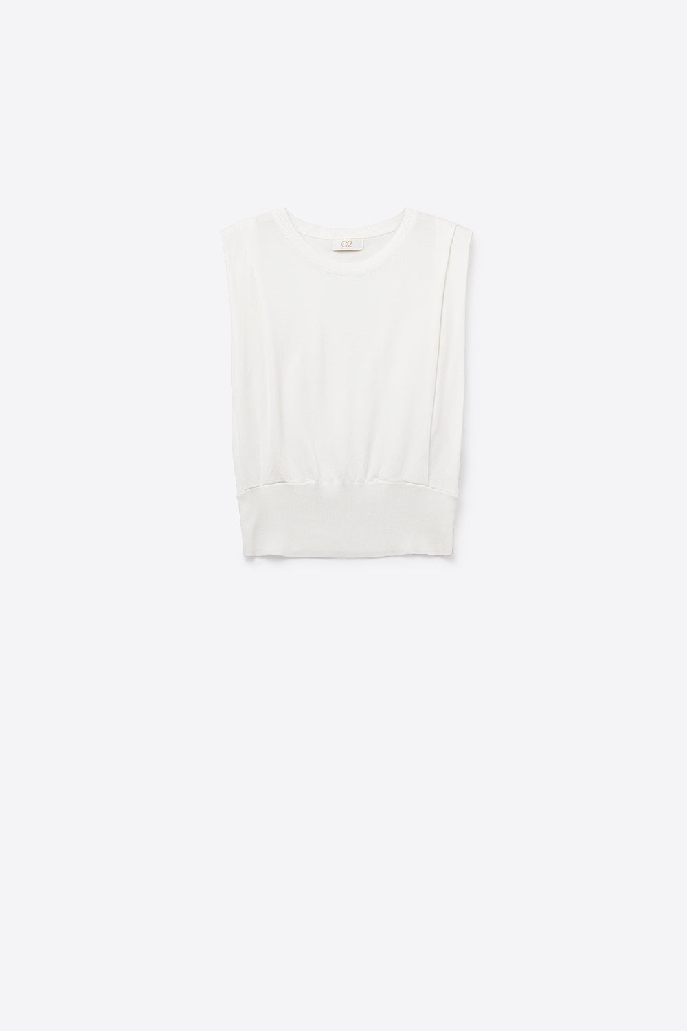 Camisola de malha sem mangas com drapeado nos ombros em branco