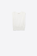 Camisola de malha sem mangas com drapeado nos ombros em branco