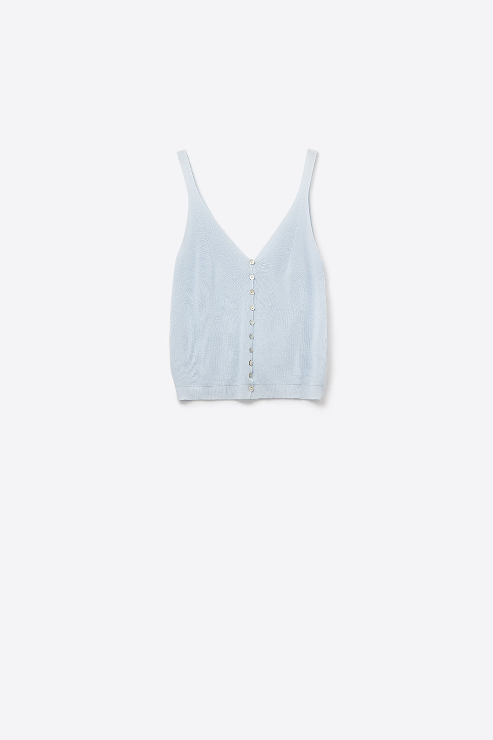 Top de malha com botões azul bebé