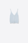 Top de malha com botões azul bebé