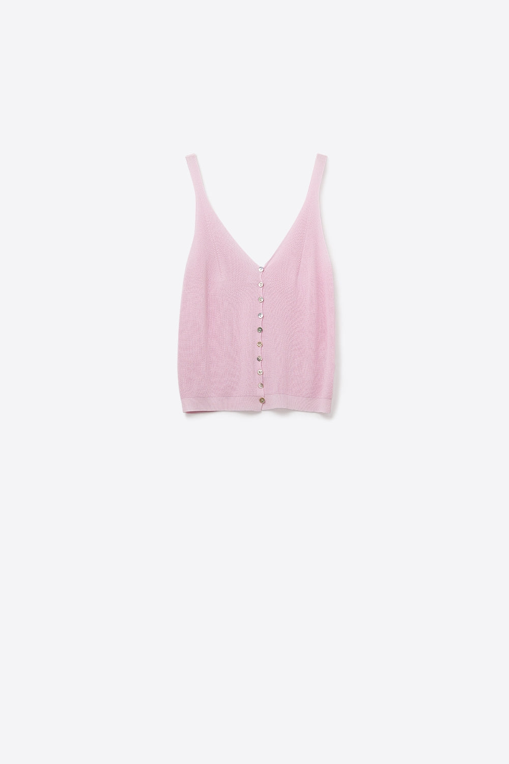 Top com botões em malha rosa bebé