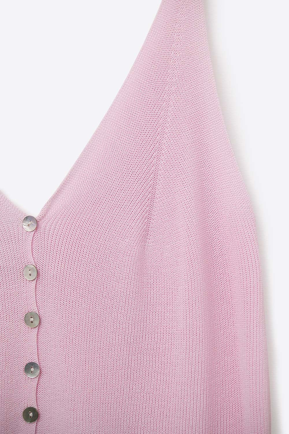 Top com botões em malha rosa bebé