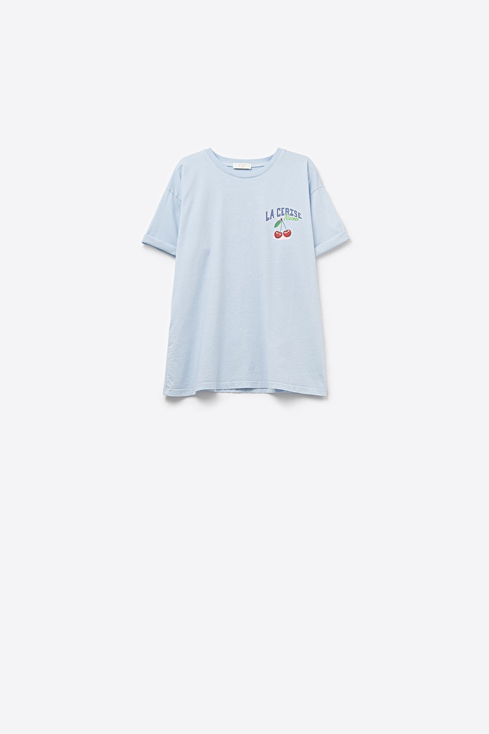 T-shirt azul com grafismo La Cerise Market Saint-Tropez
