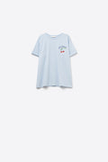 T-shirt azul com grafismo La Cerise Market Saint-Tropez