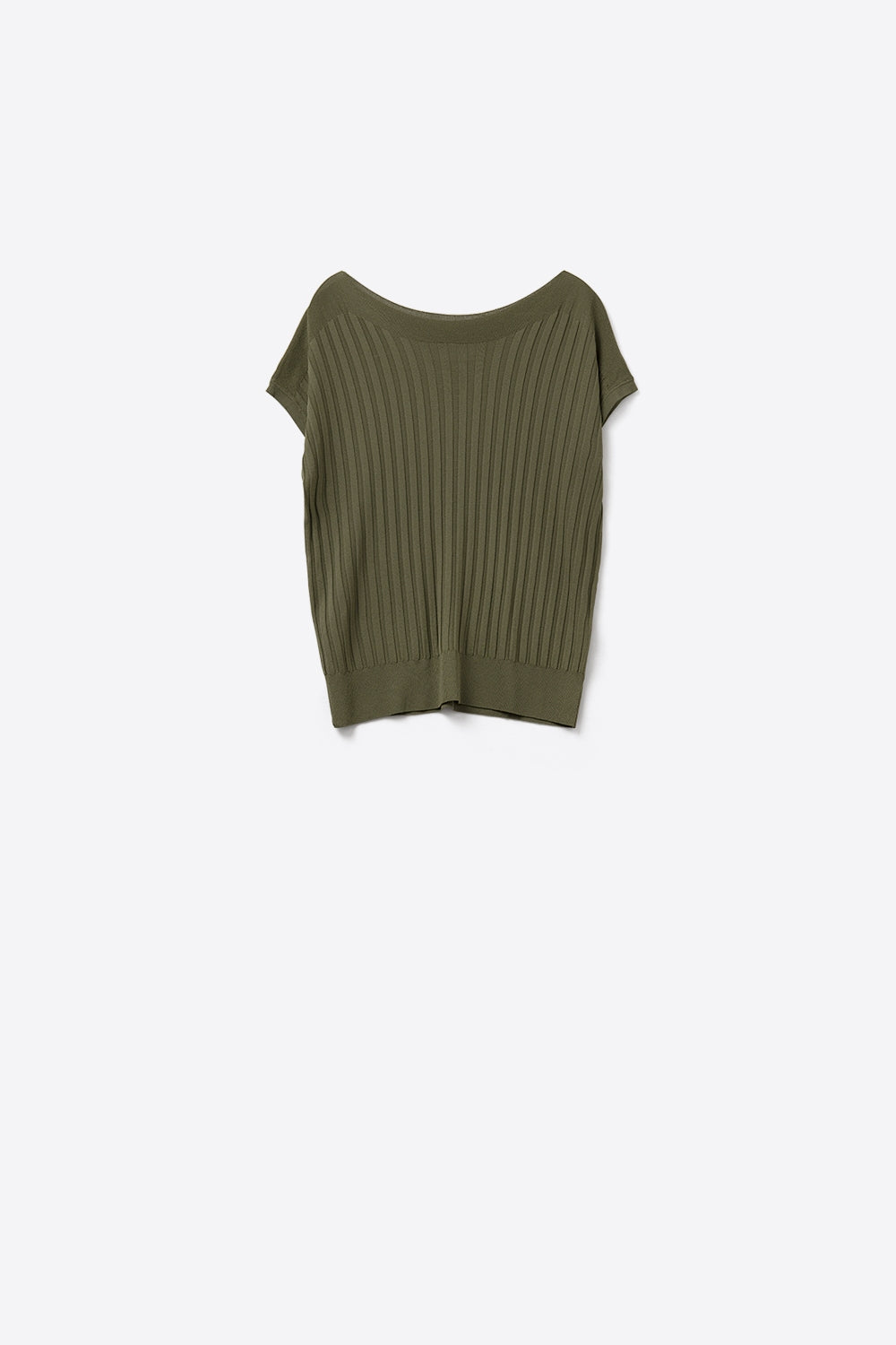 Camisola de malha fina caqui com gola redonda