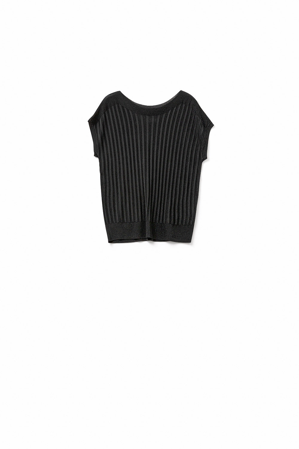 Camisola preta de malha fina com gola redonda