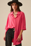Camisa maxi em tecido muito suave e leve de cor coral