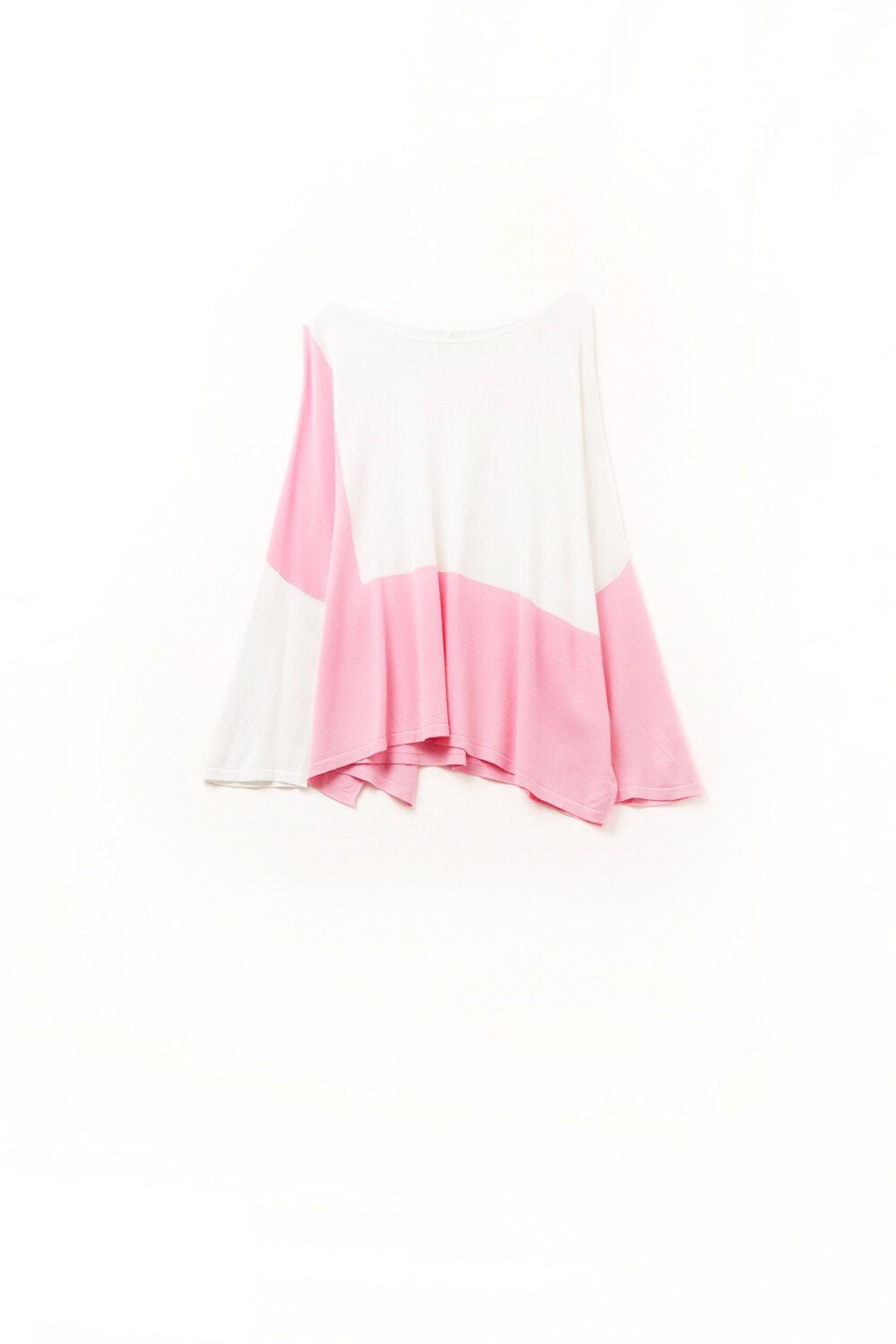 Camisola com asas de morcego em blocos de cores Branco e rosa