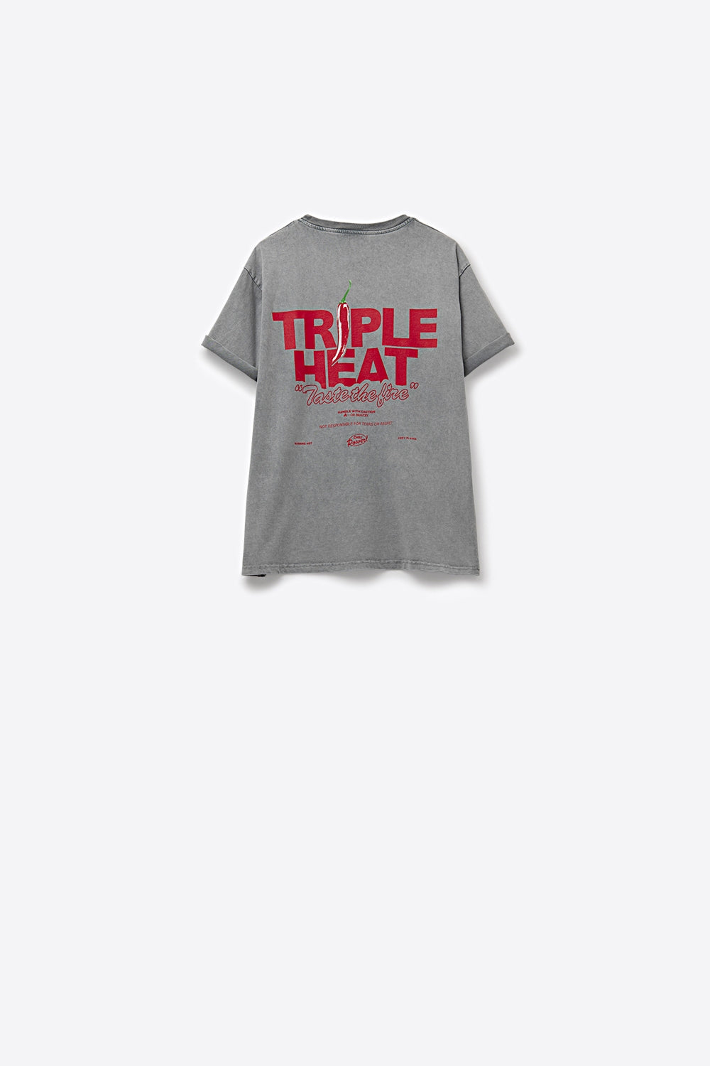 T-shirt de manga curta TRIPLE HEAT LOGO em cinzento lavado de corte descontraído