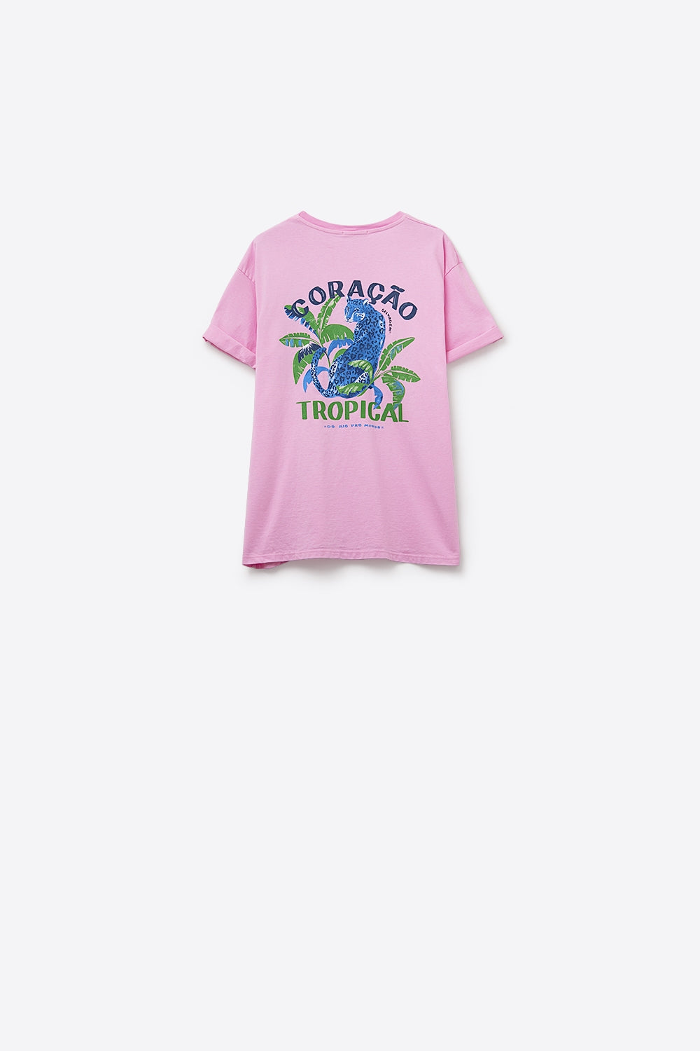 Camiseta rosa feita na Itália com estampa gráfica tropical