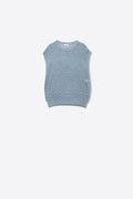 Camisola azul com malha aberta macia e mangas caídas