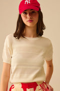 Camisola de malha com riscas texturadas em branco