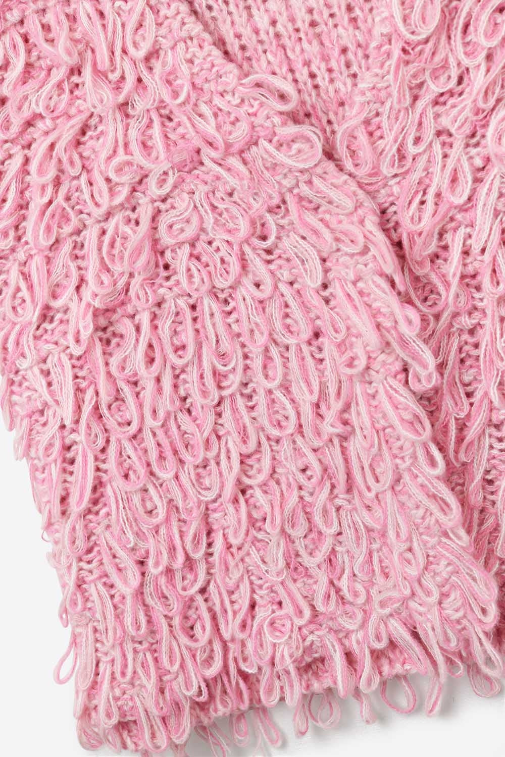 Colete de malha com efeito de franjas texturadas em rosa