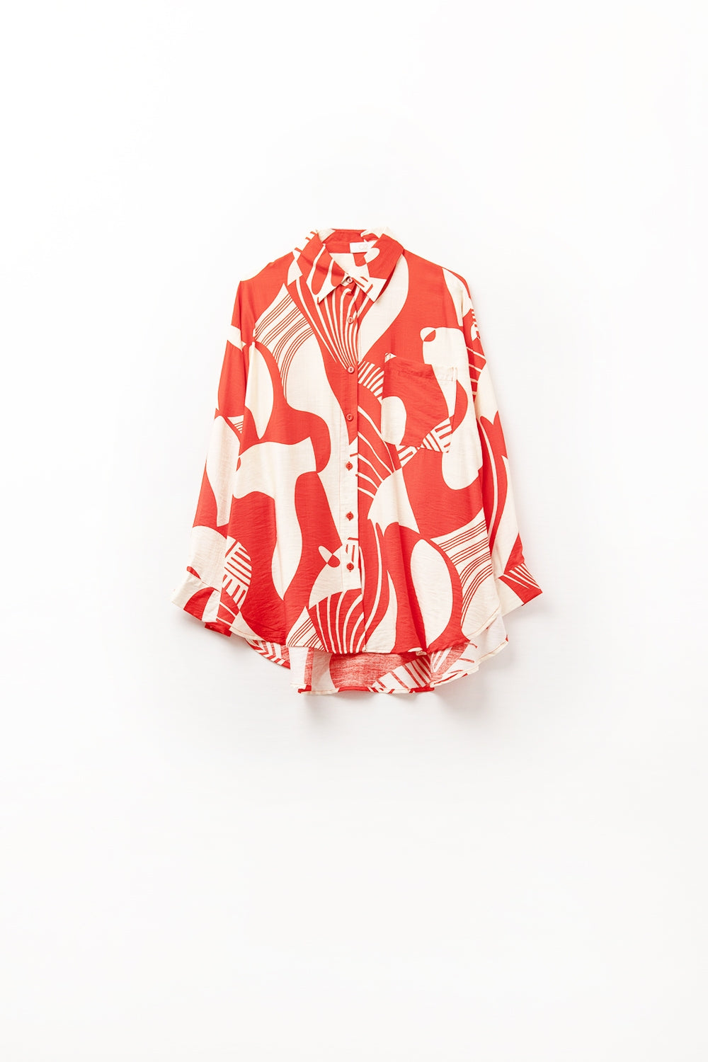 Camisa pólo vermelha com estampado abstrato