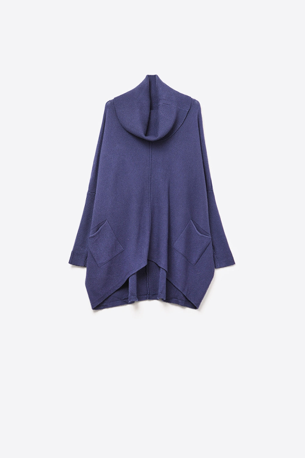 Camisola oversized azul-marinho com bolsos à frente