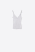 Tank Top com decote redondo e renda em cinzento
