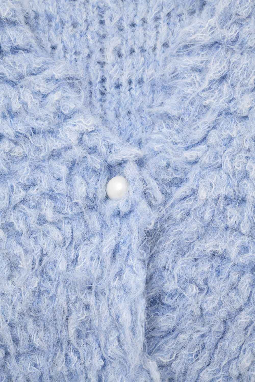 Colete de luxo com textura de pelo comprido azul claro