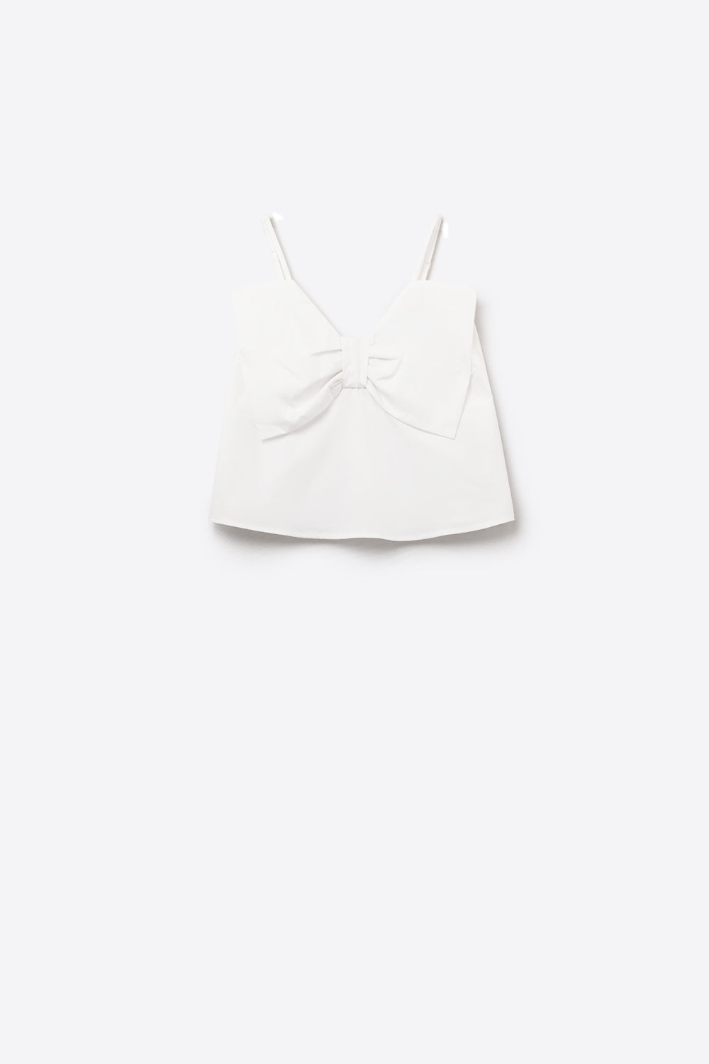 Top de popeline branco com pormenor de laço