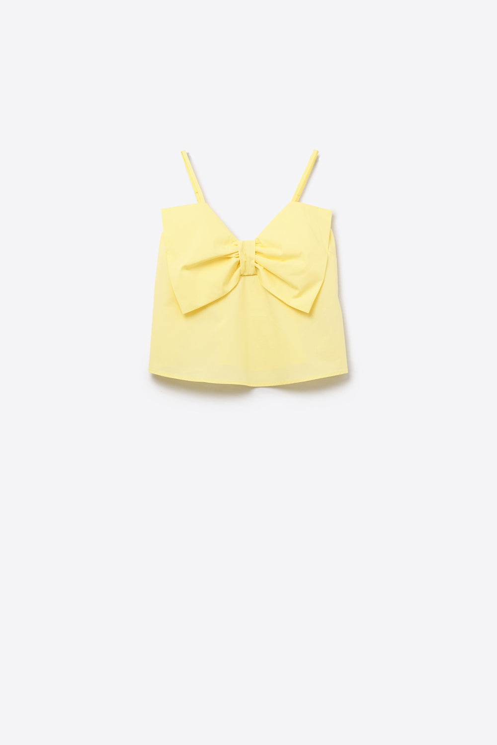 Top de popelina amarelo com pormenor de laço
