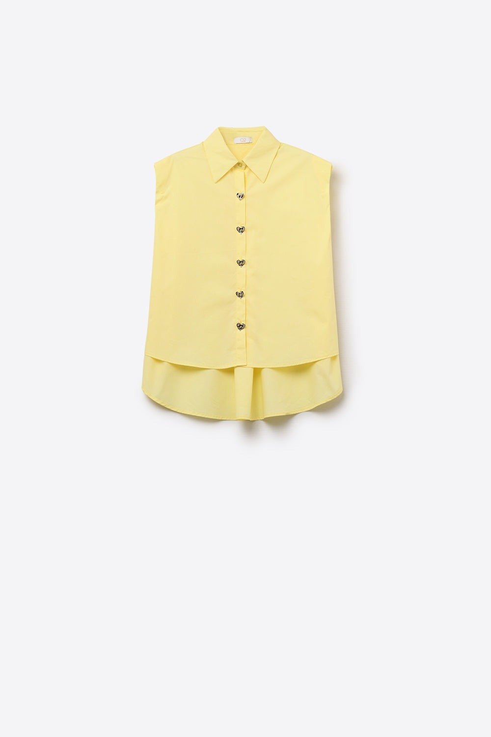Blusa sem mangas amarela com botões em forma de coração
