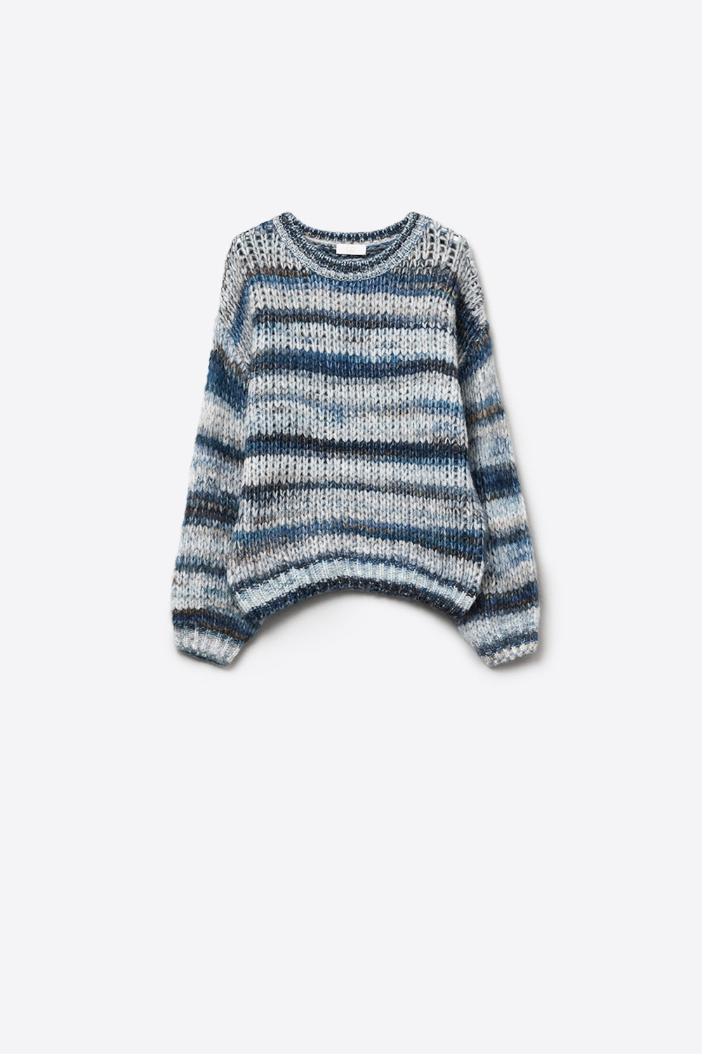 Camisola de malha volumosa com design marmoreado em azul