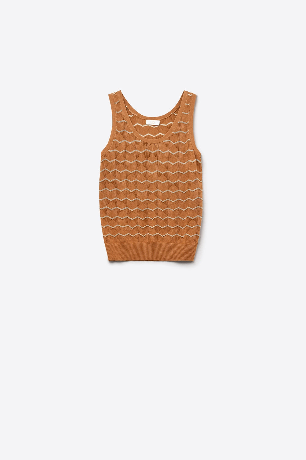 Camisola de malha com padrão em ziguezague dourado