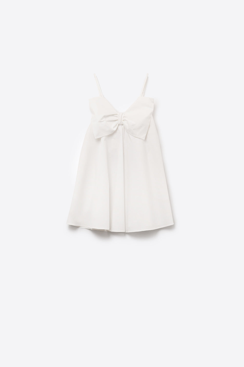 Minivestido de popelina branca com um grande laço