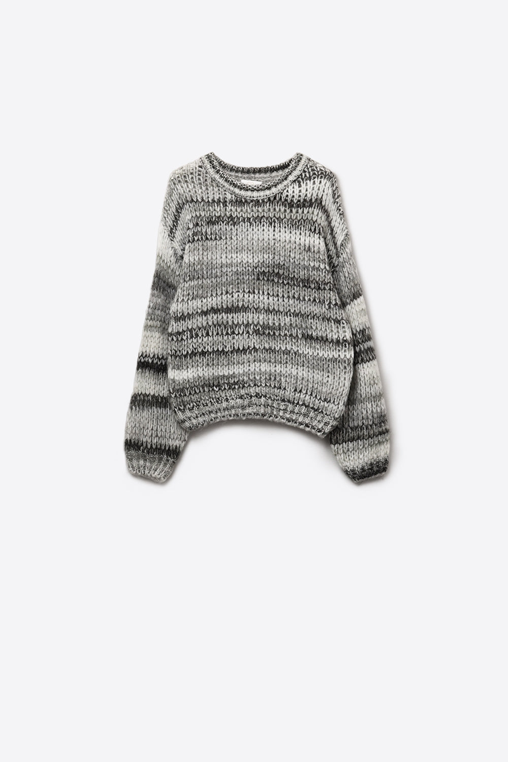 Camisola de malha volumosa com design marmoreado em cinzento