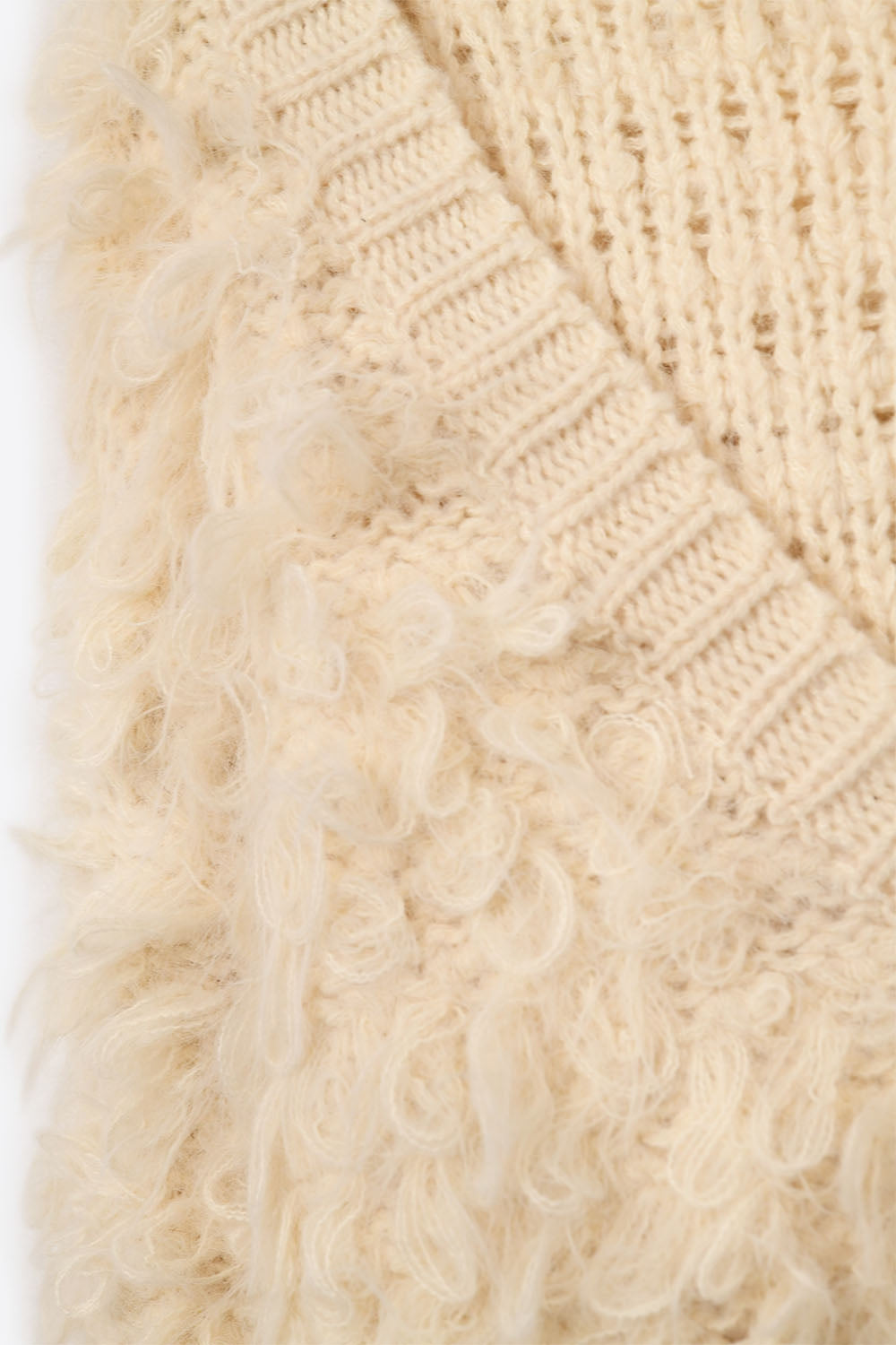 Casaco de malha felpuda estilo Shag em creme