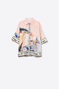 camisola com estampado de aguarela rosa de verão
