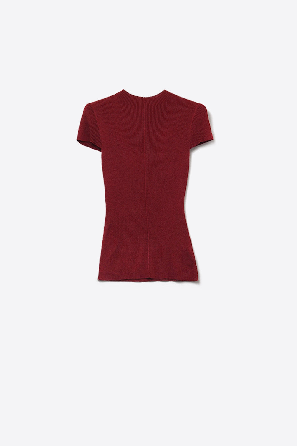 Camisola de malha com pregas e peso pluma cor de vinho