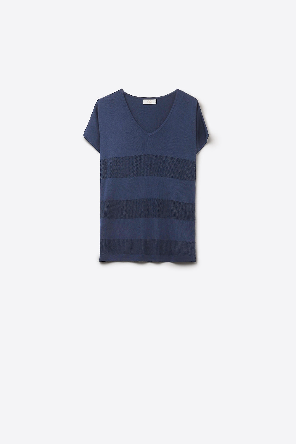 Camisola de malha com riscas azul-marinho