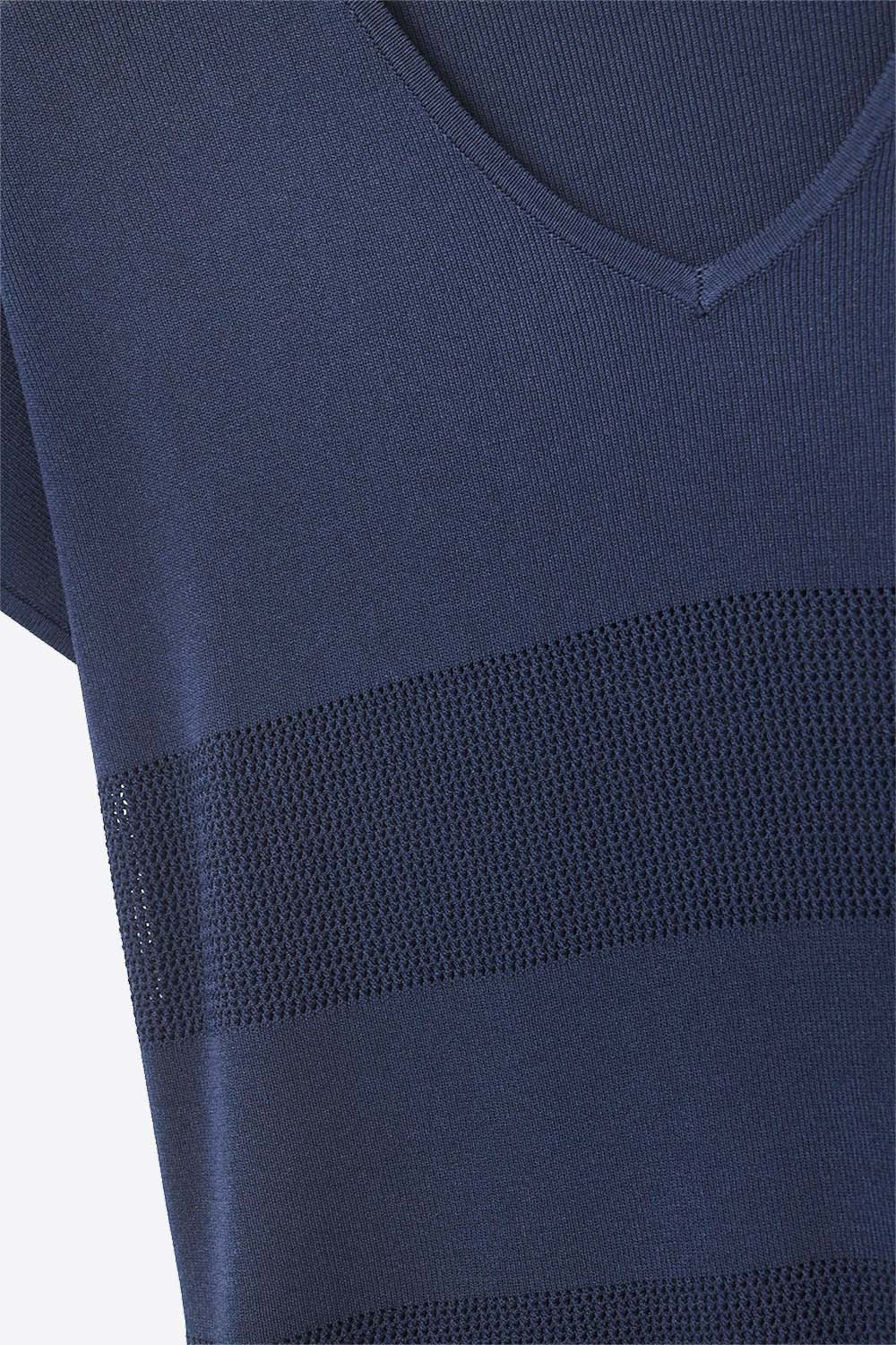 Camisola de malha com riscas azul-marinho