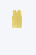 Top amarelo em malha canelada sem mangas