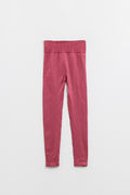 Old Pink Seamless Ribbed High-Waist Leggings