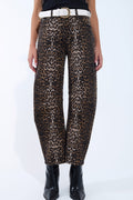 Calças de ganga com estampado leopardo Barrel