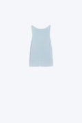 Camisola com gola redonda com nervuras em azul bebé