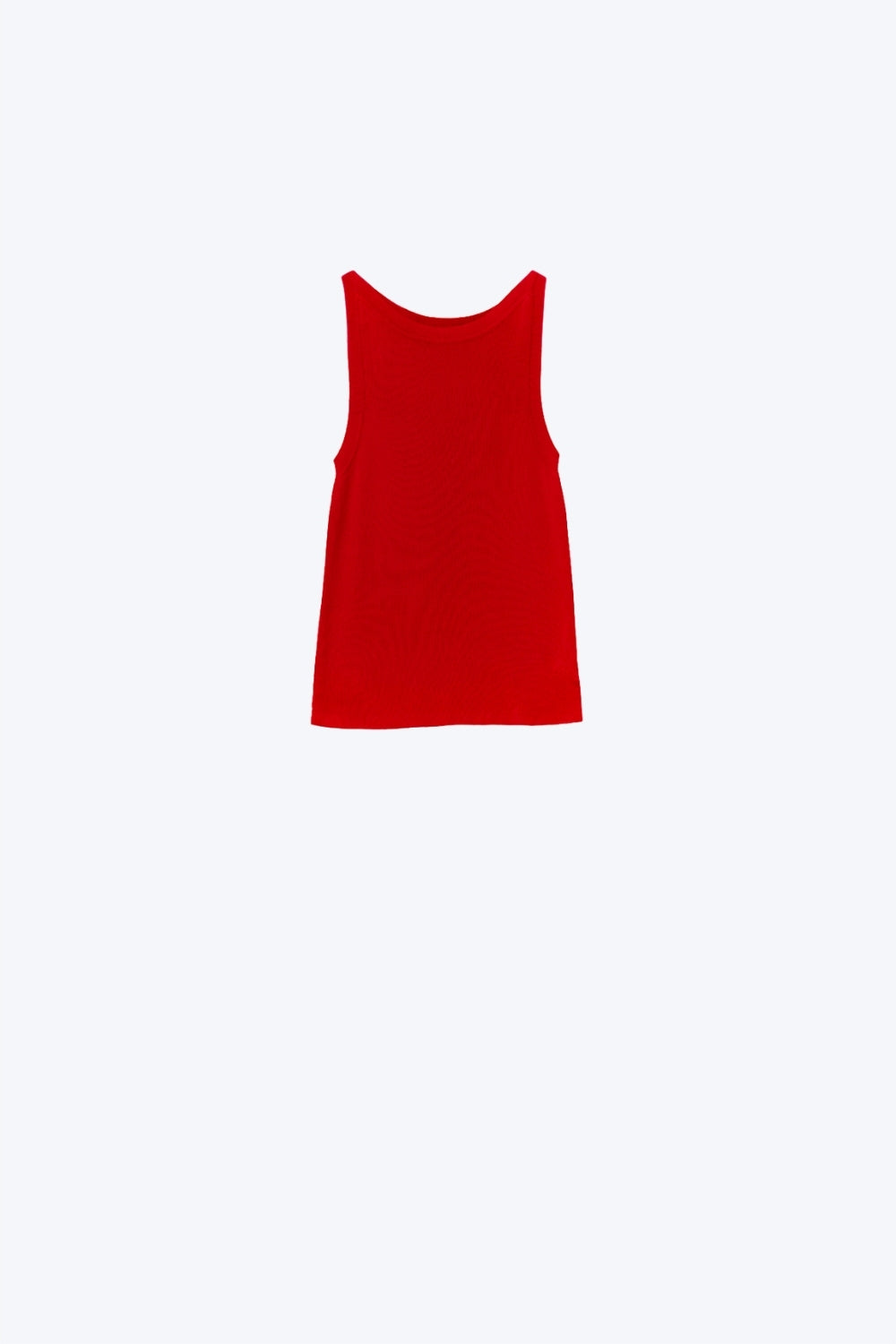 Camisola com gola redonda com nervuras em vermelho rubi