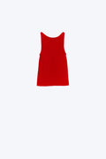 Camisola com gola redonda com nervuras em vermelho rubi