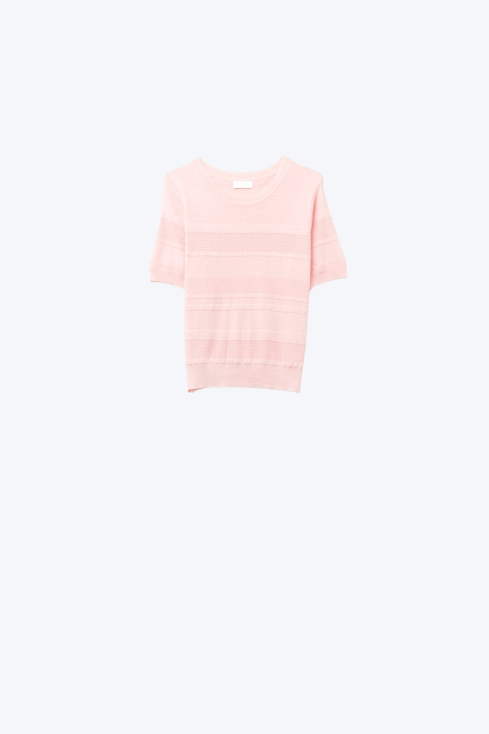 Camisola de malha com riscas texturadas cor-de-rosa