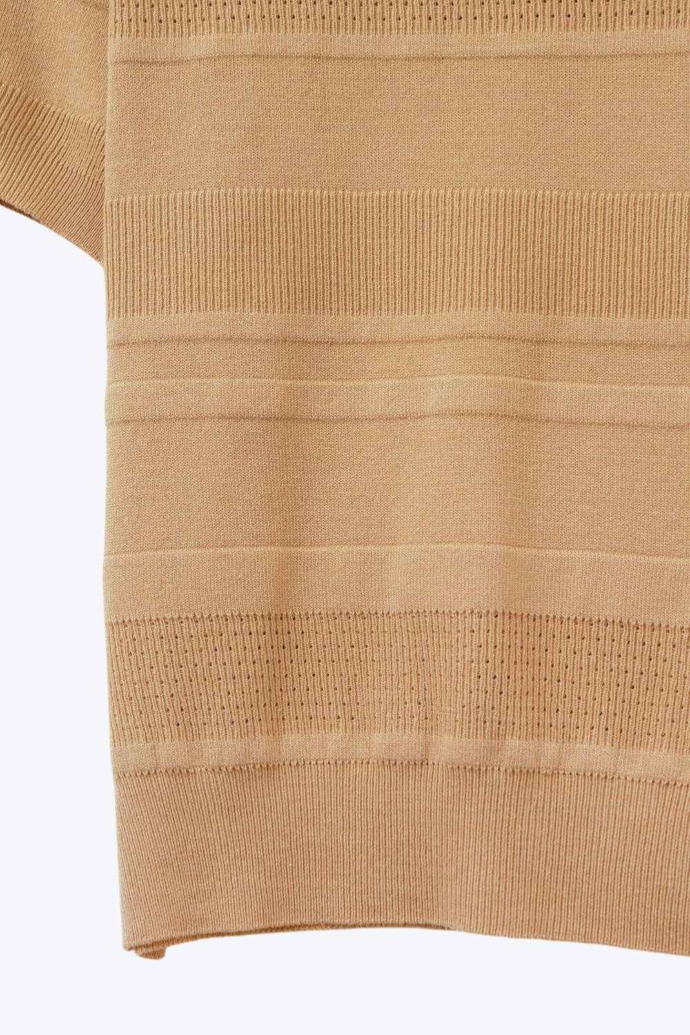 Camisola de malha com riscas texturadas em camel