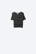 Camisola de malha com riscas texturadas em preto