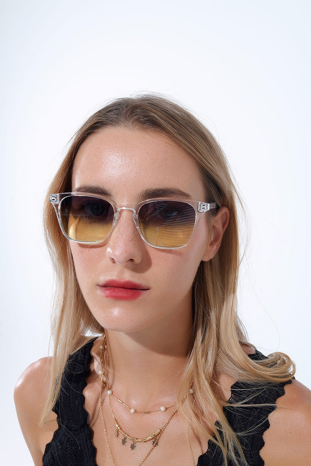 Óculos de sol transparentes de gradiente com lentes Sunset